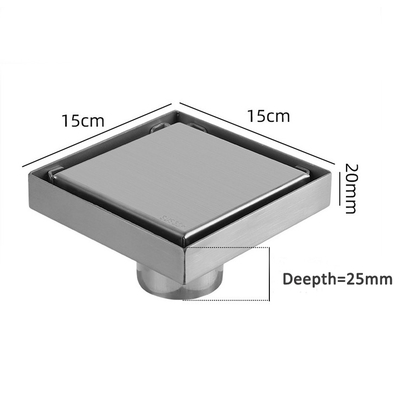 150x150mm Diâmetro externo Sus304 Canal de chuveiro Dreno linear com núcleo de filtro preto