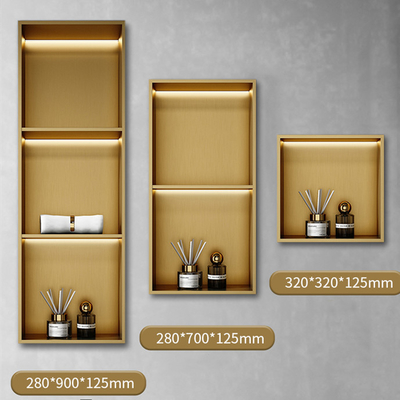 Estilo de design moderno 12 &quot;prateleiras de chuveiro em repouso com acabamento dourado e recurso de luz LED