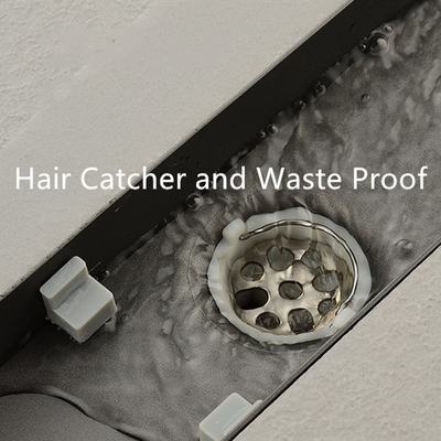 304 captador de cabelo de aço inoxidável cobertura de drenagem de piso preto para inserções de telhas lineares inteligentes