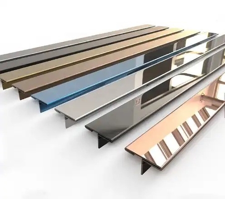 Pintura de espelho de ouro polido em forma de T Revestimento de azulejos de aço inoxidável para decoração de parede 1 kg