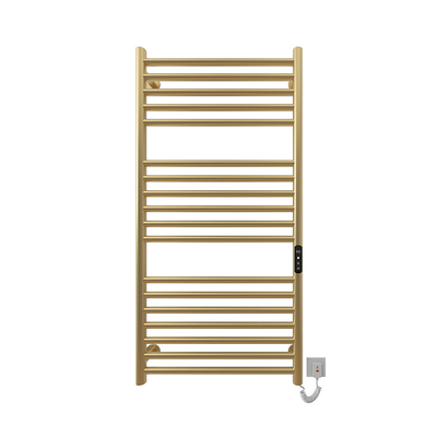 Montagem de parede de ouro aquecido aquecedor de toalha com design de tubo redondo elegante e opção de pé livre