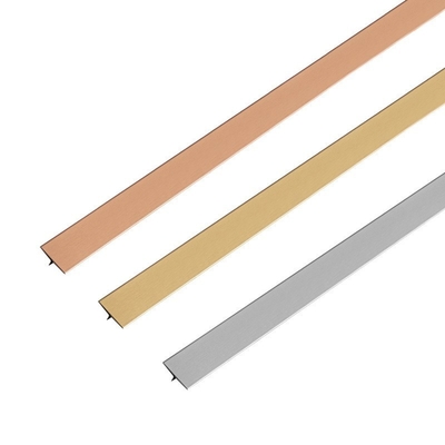 201 304 PVD T Profil Espelho Ouro Metal Polido Decorativo Aço Inoxidável T Forma de azulejo Trim Strip para mobiliário de parede