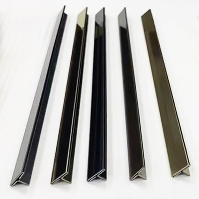 201 304 PVD T Profil Espelho Ouro Metal Polido Decorativo Aço Inoxidável T Forma de azulejo Trim Strip para mobiliário de parede