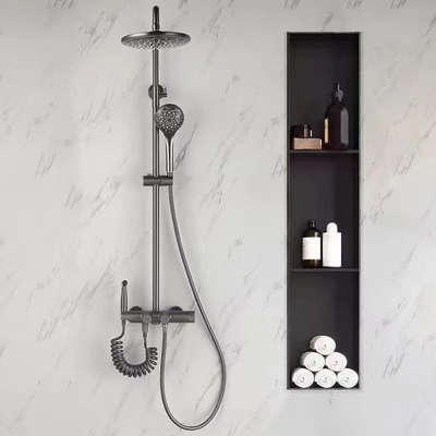 Prateleira de chuveiro impermeável de aço inoxidável em preto fosco para um belo design de banheiro