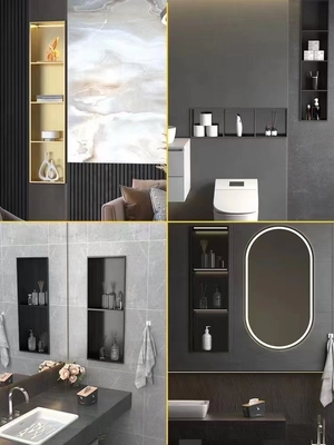 Prateleira de chuveiro impermeável de aço inoxidável em preto fosco para um belo design de banheiro