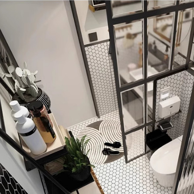 Estilo de Design Moderno Cerâmica Branca Pura Hexagonal com Mosaico de Vidro Honeycomb