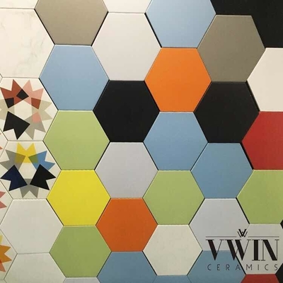 Estilo de Design Moderno Cerâmica Branca Pura Hexagonal com Mosaico de Vidro Honeycomb