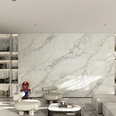 1200 2400 mm Chapa de mármore de porcelana polida e vidrada para piso ou paredes