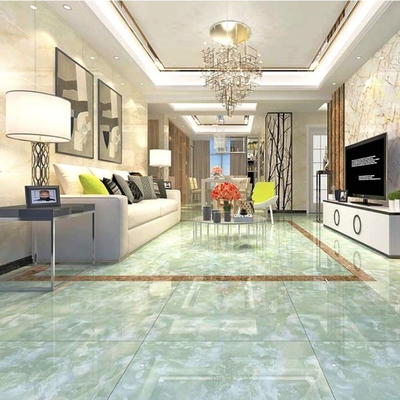 60x60 azulejos de chão de cerâmica vidrada em mármore verde claro brilhante para imitação de textura de pedra