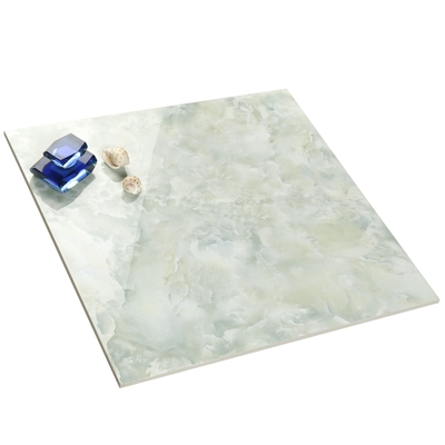 60x60 azulejos de chão de cerâmica vidrada em mármore verde claro brilhante para imitação de textura de pedra