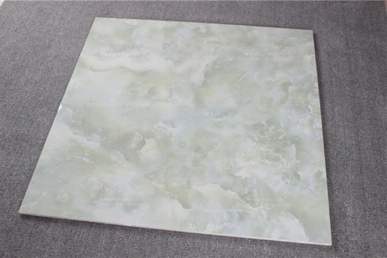 60x60 azulejos de chão de cerâmica vidrada em mármore verde claro brilhante para imitação de textura de pedra