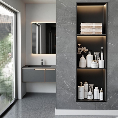 Finitura de superfície escovada Nicho de chuveiro de aço inoxidável preto para azulejos de 12 &quot;por Bernkot