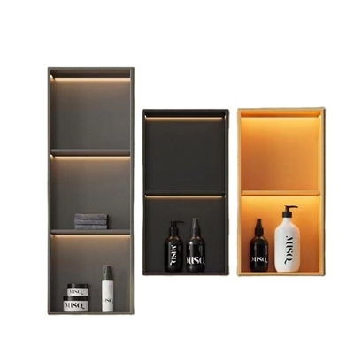 Finitura de superfície escovada Ideias de decoração modernas para nichos de parede antigos acima do banheiro