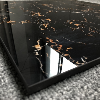 Chic Negro e Ouro de mármore piso de banheiro azulejos cerâmicos para piso parede saias azulejos de espelho Paquistão