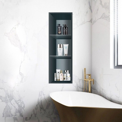 Estilo de Design Moderno Negro Banheira de Banho em Resíduo Nicho Parede Chuveiro Insert com Chrome Trim