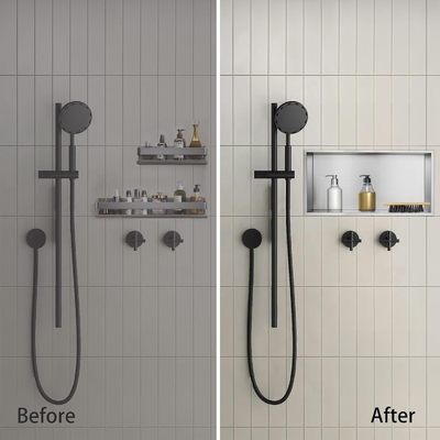 Nicho de chuveiro de aço inoxidável 12 &quot;x24&quot; e Nicho de parede de prateleira dupla para design de hotel moderno