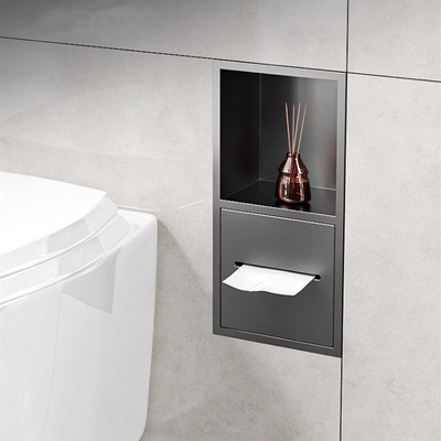 304 de aço inoxidável Nichos de papel higiénico de luxo para banheiro chuveiro Armazenamento de parede bege